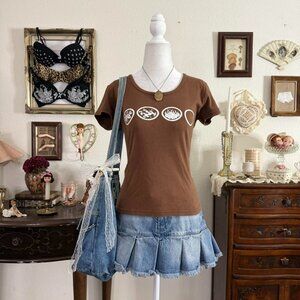 whimsical quirky boho fairy elements brown graphic baby tee